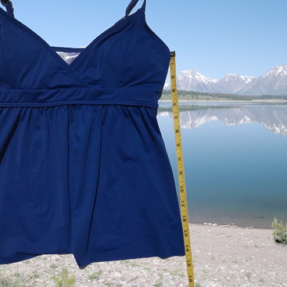 SOLD LOFT Beach Wrap Tankini Top Blue Swim Top L - Picture 6 of 8